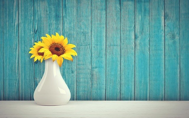 váza, slunečnice, květina